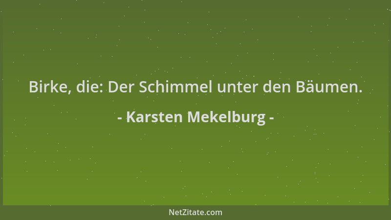Karsten Mekelburg - Birke, die: Der Schimmel unter den Bäumen....