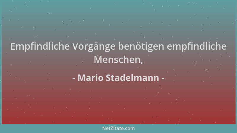 Mario Stadelmann - Empfindliche Vorgänge benötigen empfindliche Menschen,...