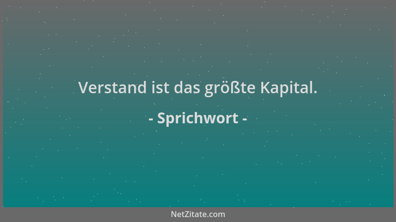 Sprichwort - Verstand ist das größte Kapital....
