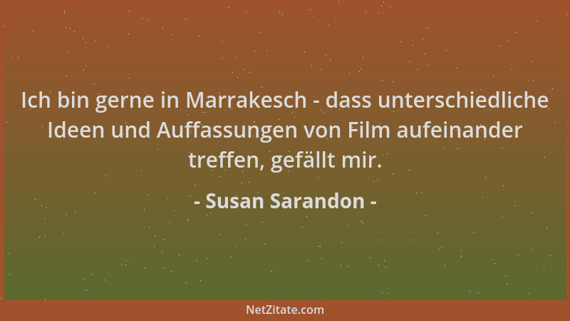 Susan Sarandon - Ich bin gerne in Marrakesch - dass unterschiedliche Ideen und Auffassungen von Film aufeinander treffen, g...