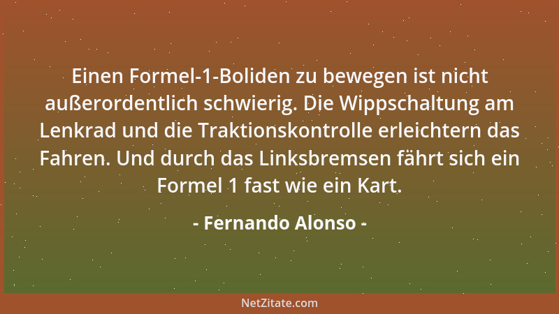 Fernando Alonso - Einen Formel-1-Boliden zu bewegen ist nicht außerordentlich schwierig. Die Wippschaltung am Lenkrad und d...