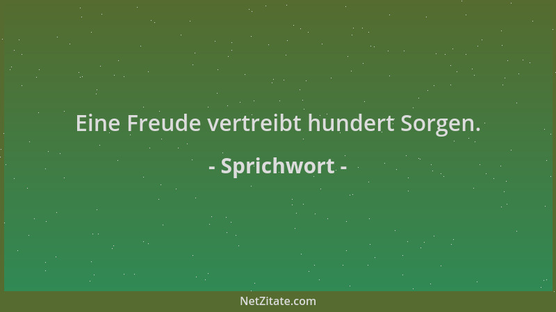 Sprichwort - Eine Freude vertreibt hundert Sorgen....