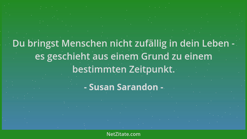 Susan Sarandon - Du bringst Menschen nicht zufällig in dein Leben - es geschieht aus einem Grund zu einem bestimmten Zeitpu...