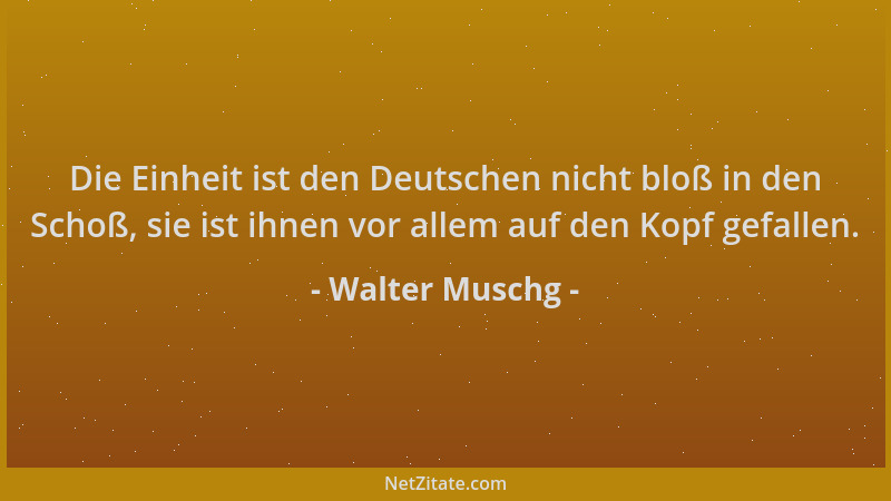 Walter Muschg - Die Einheit ist den Deutschen nicht bloß in den Schoß, sie ist ihnen vor allem auf den Kopf gefallen....