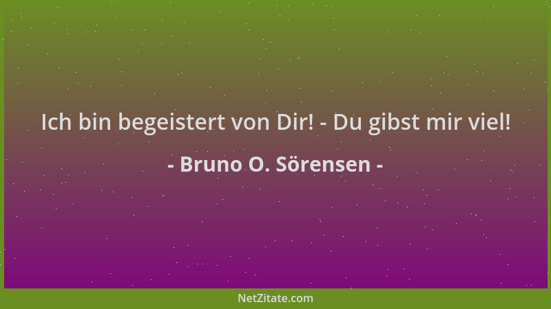 Bruno O. Sörensen - Ich bin begeistert von Dir! - Du gibst mir viel!...