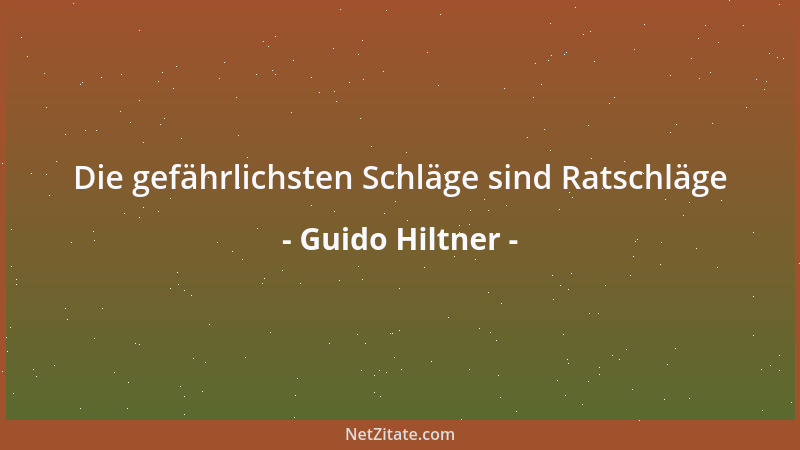 Guido Hiltner - Die gefährlichsten Schläge sind Ratschläge...