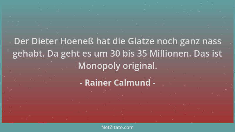 Rainer Calmund - Der Dieter Hoeneß hat die Glatze noch ganz nass gehabt. Da geht es um 30 bis 35 Millionen. Das ist Monopol...
