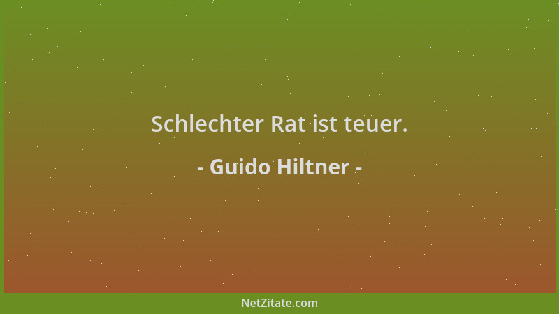 Guido Hiltner - Schlechter Rat ist teuer....