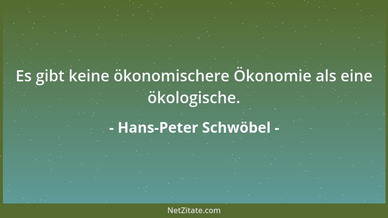 Hans-Peter Schwöbel - Es gibt keine ökonomischere Ökonomie als eine ökologische....