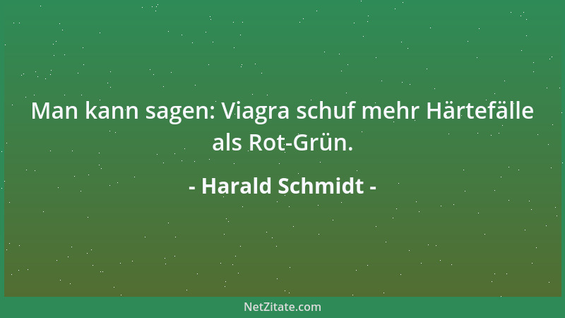 Harald Schmidt - Man kann sagen: Viagra schuf mehr Härtefälle als Rot-Grün....