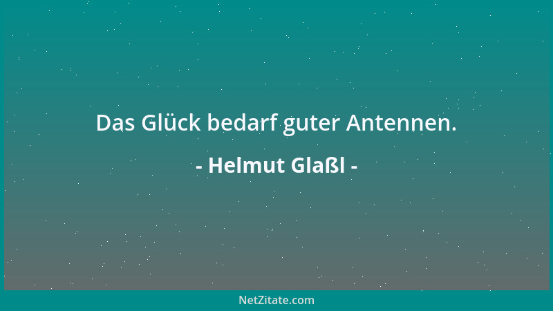 Helmut Glaßl - Das Glück bedarf guter Antennen....