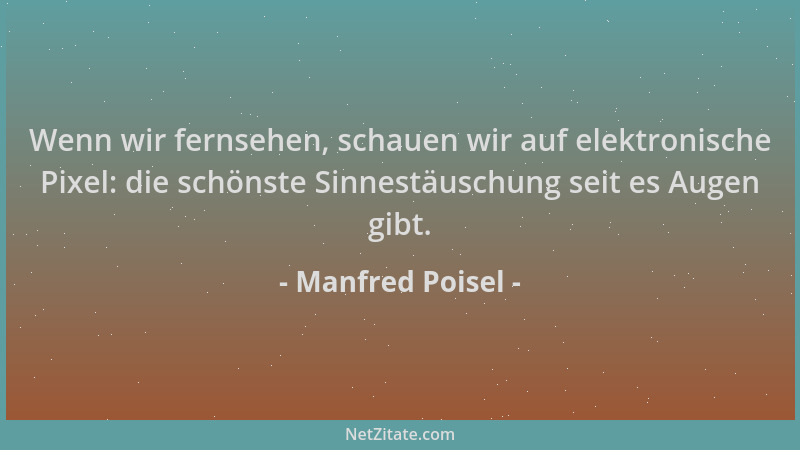 Manfred Poisel - Wenn wir fernsehen, schauen wir auf elektronische Pixel: die schönste Sinnestäuschung seit es Augen gibt....
