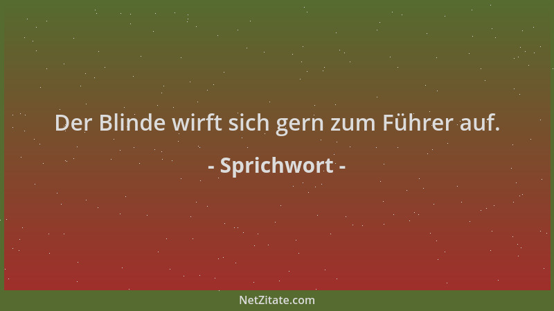 Sprichwort - Der Blinde wirft sich gern zum Führer auf....