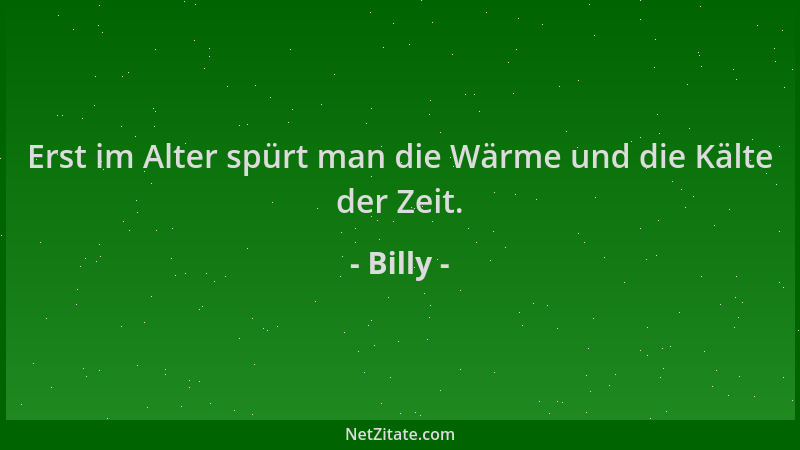Billy - Erst im Alter spürt man die Wärme und die Kälte der Zeit....