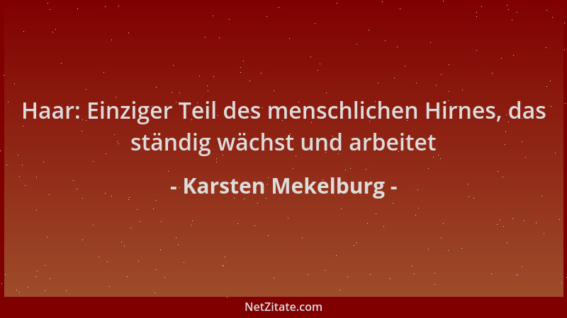 Karsten Mekelburg - Haar: Einziger Teil des menschlichen Hirnes, das ständig wächst und arbeitet...