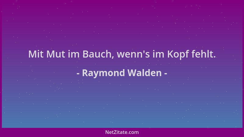 Raymond Walden - Mit Mut im Bauch, wenn 's im Kopf fehlt....