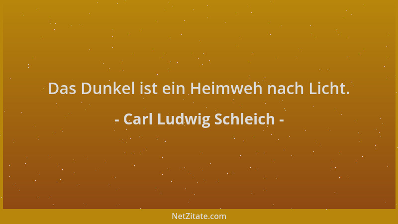 Carl Ludwig Schleich - Das Dunkel ist ein Heimweh nach Licht....