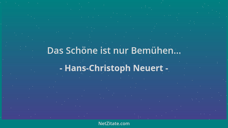 Hans-Christoph Neuert - Das Schöne ist nur Bemühen......