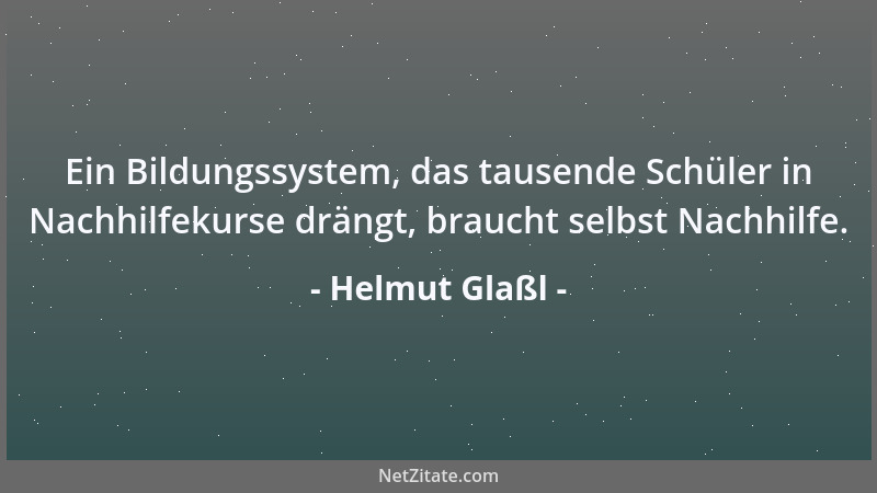 Helmut Glaßl - Ein Bildungssystem, das tausende Schüler in Nachhilfekurse drängt, braucht selbst Nachhilfe....
