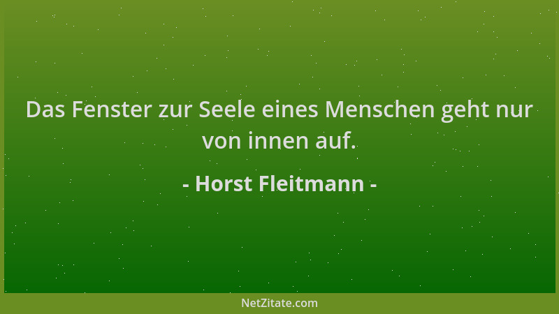 Horst Fleitmann - Das Fenster zur Seele eines Menschen geht nur von innen auf....