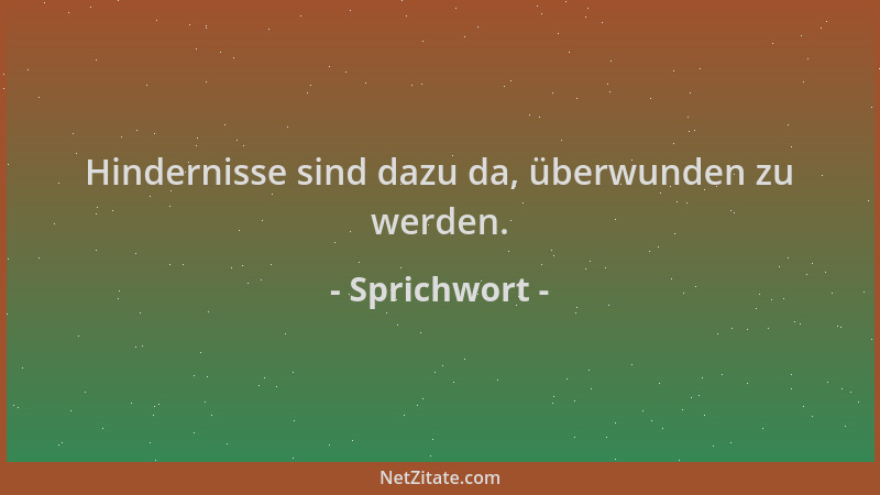 Sprichwort - Hindernisse sind dazu da, überwunden zu werden....