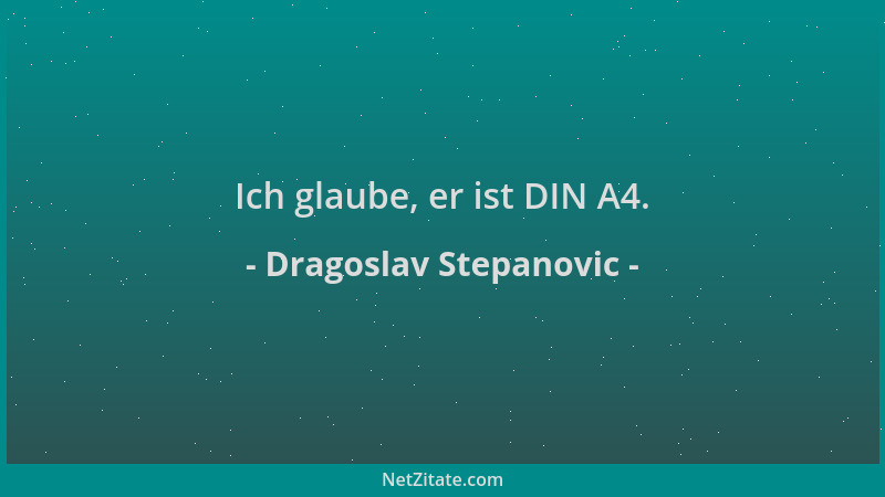 Dragoslav Stepanovic - Ich glaube, er ist DIN A4....