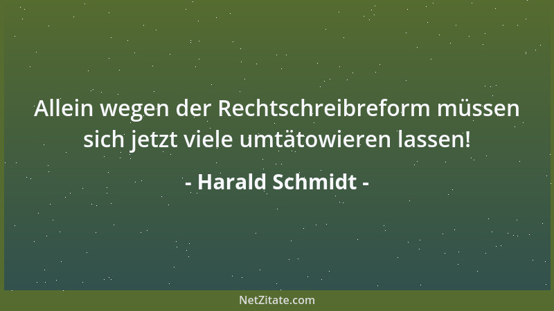 Harald Schmidt - Allein wegen der Rechtschreibreform müssen sich jetzt viele umtätowieren lassen!...