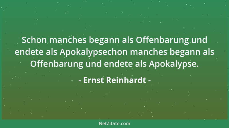 Ernst Reinhardt - Schon manches begann als Offenbarung und endete als Apokalypsechon manches begann als Offenbarung und end...