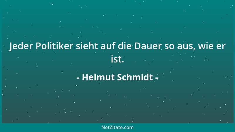 Helmut Schmidt - Jeder Politiker sieht auf die Dauer so aus, wie er ist....