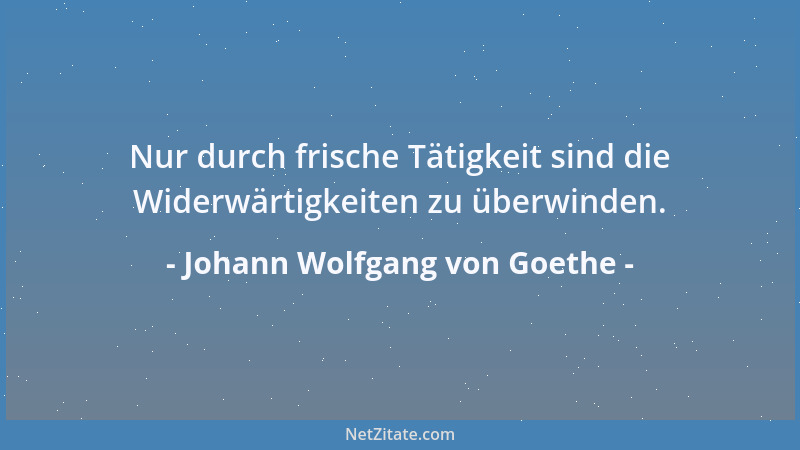 Johann Wolfgang von Goethe - Nur durch frische Tätigkeit sind die Widerwärtigkeiten zu überwinden....