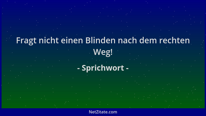 Sprichwort - Fragt nicht einen Blinden nach dem rechten Weg!...