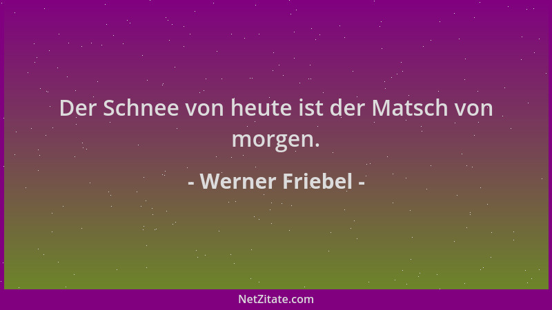 Werner Friebel - Der Schnee von heute ist der Matsch von morgen....