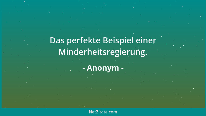 Anonym - Das perfekte Beispiel einer Minderheitsregierung....