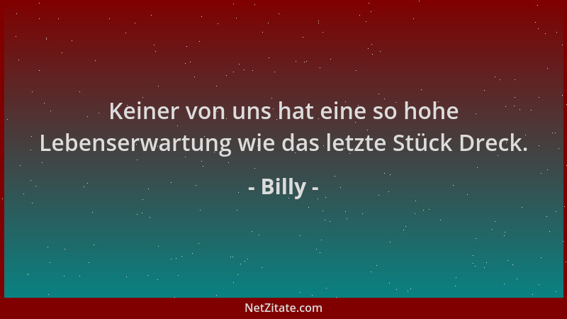 Billy - Keiner von uns hat eine so hohe Lebenserwartung wie das letzte Stück Dreck....