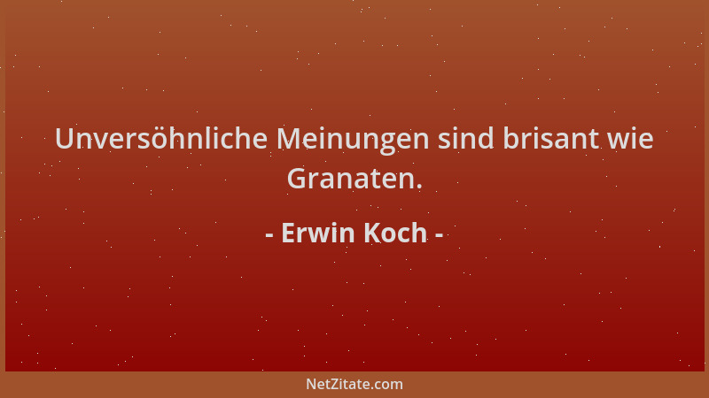 Erwin Koch - Unversöhnliche Meinungen sind brisant wie Granaten....