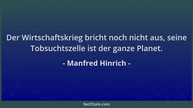 Manfred Hinrich - Der Wirtschaftskrieg bricht noch nicht aus, seine Tobsuchtszelle ist der ganze Planet....