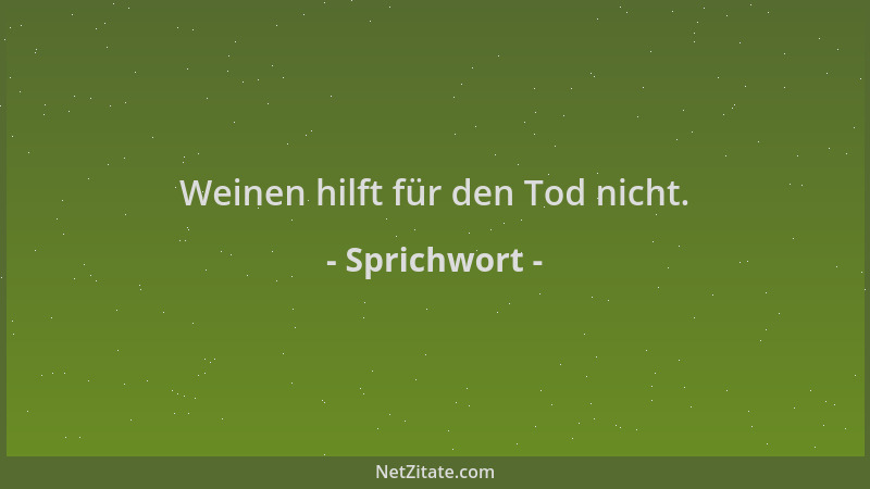 Sprichwort - Weinen hilft für den Tod nicht....