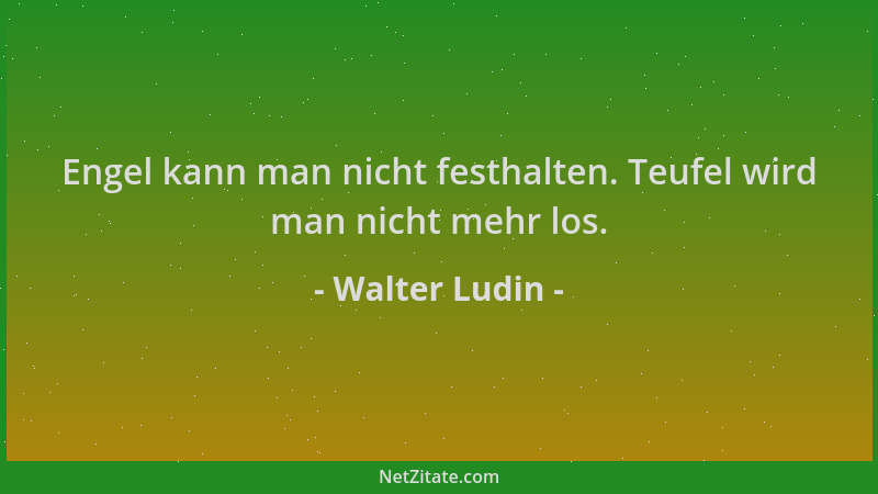 Walter Ludin - Engel kann man nicht festhalten. Teufel wird man nicht mehr los....