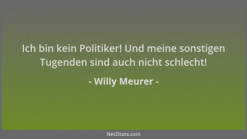 Willy Meurer - Ich bin kein Politiker! Und meine sonstigen Tugenden sind auch nicht schlecht!...