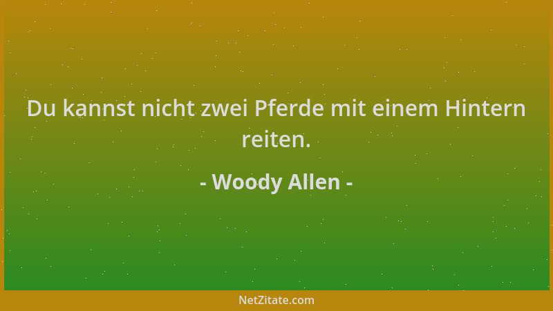 Woody Allen - Du kannst nicht zwei Pferde mit einem Hintern reiten....
