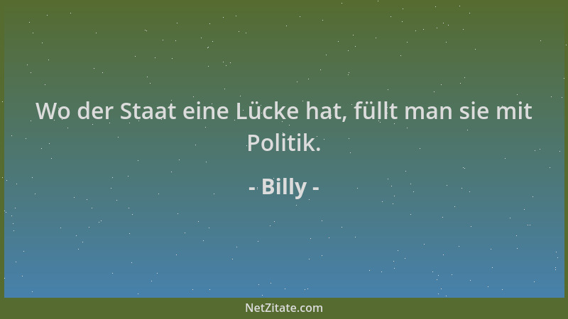 Billy - Wo der Staat eine Lücke hat, füllt man sie mit Politik....