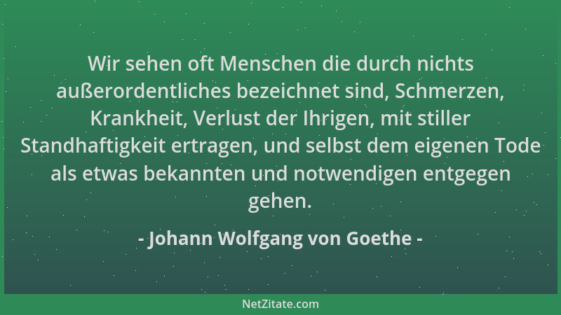 Johann Wolfgang von Goethe - Wir sehen oft Menschen die durch nichts außerordentliches bezeichnet sind, Schmerzen, Krankhei...