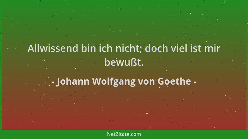 Johann Wolfgang von Goethe - Allwissend bin ich nicht; doch viel ist mir bewußt....