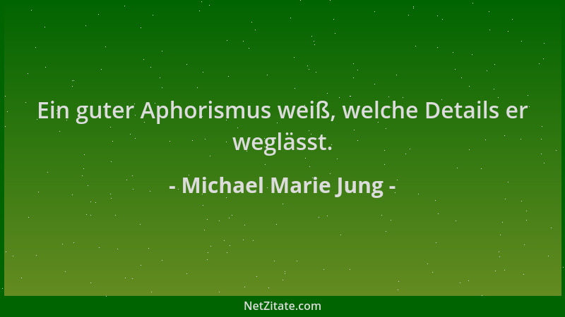 Michael Marie Jung - Ein guter Aphorismus weiß, welche Details er weglässt....