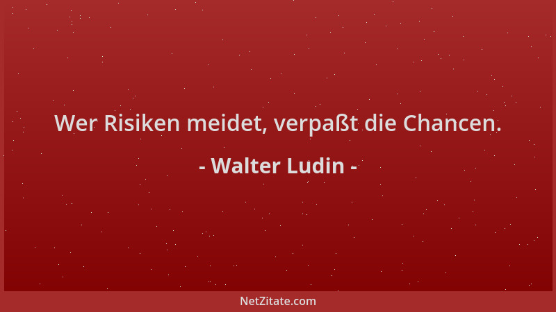 Walter Ludin - Wer Risiken meidet, verpaßt die Chancen....