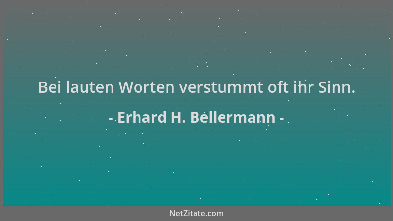 Erhard H. Bellermann - Bei lauten Worten verstummt oft ihr Sinn....