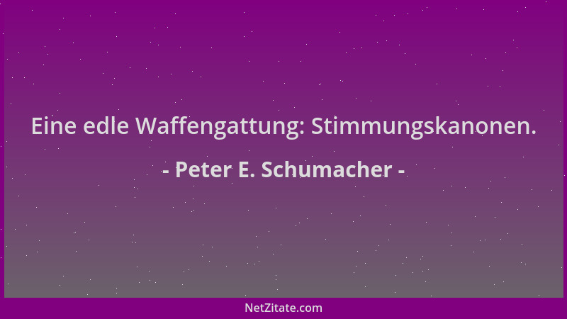 Peter E. Schumacher - Eine edle Waffengattung: Stimmungskanonen....