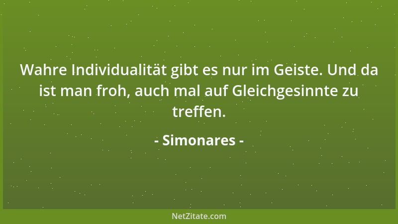 Simonares - Wahre Individualität gibt es nur im Geiste. Und da ist man froh, auch mal auf Gleichgesinnte zu treffen....