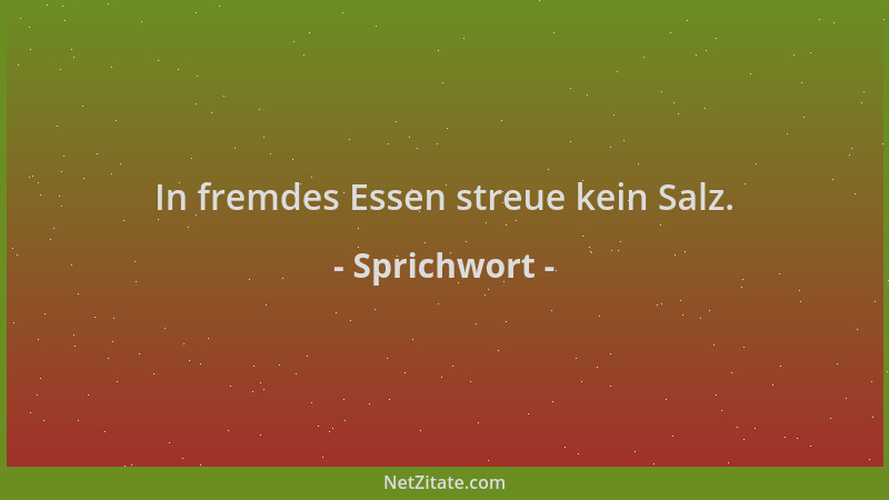 Sprichwort - In fremdes Essen streue kein Salz....