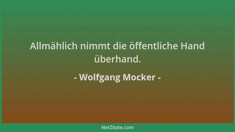 Wolfgang Mocker - Allmählich nimmt die öffentliche Hand überhand....